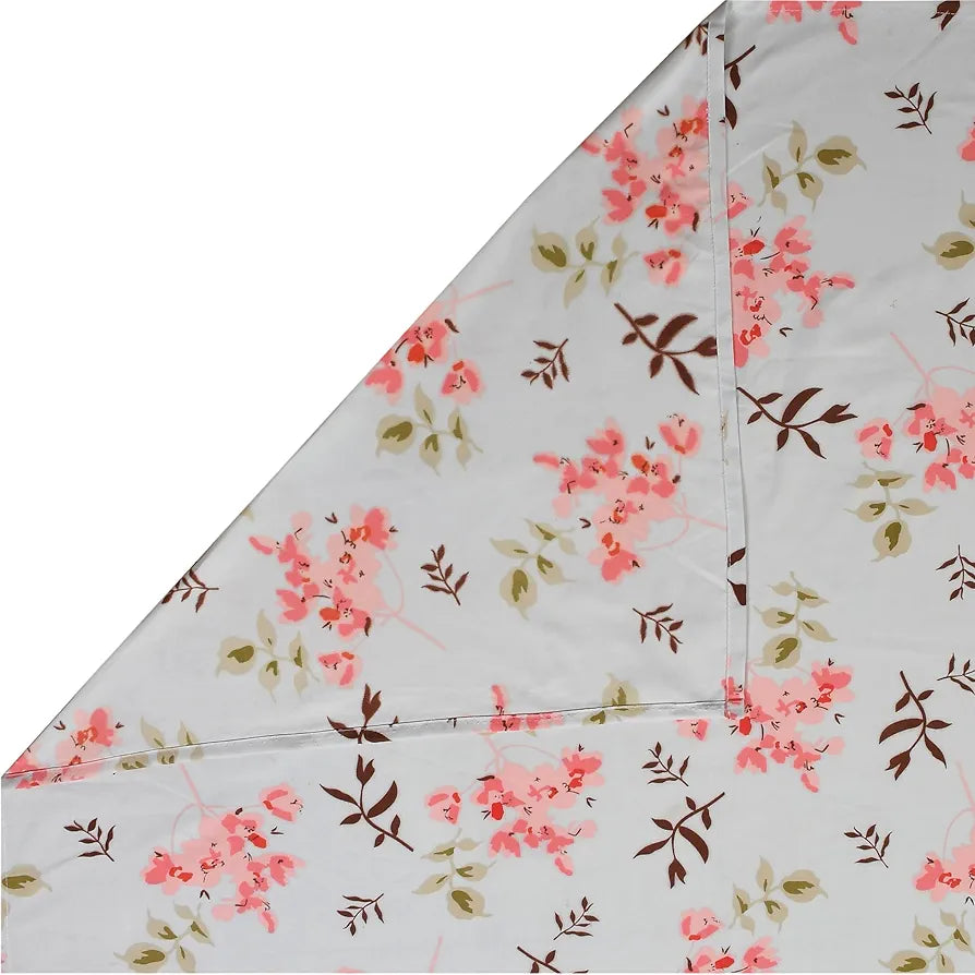 Homekart Premium Cotton Elastic Fitted Bedsheets with 2 King Size Pillow Covers Double Bed Flower Print Sky Blue and Pink 200 tc 220 tc