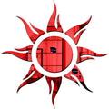Bikri Kendra Sun Red Mirror Stickers for Wall, Acrylic Mirror Wall Decor Sticker Model 3