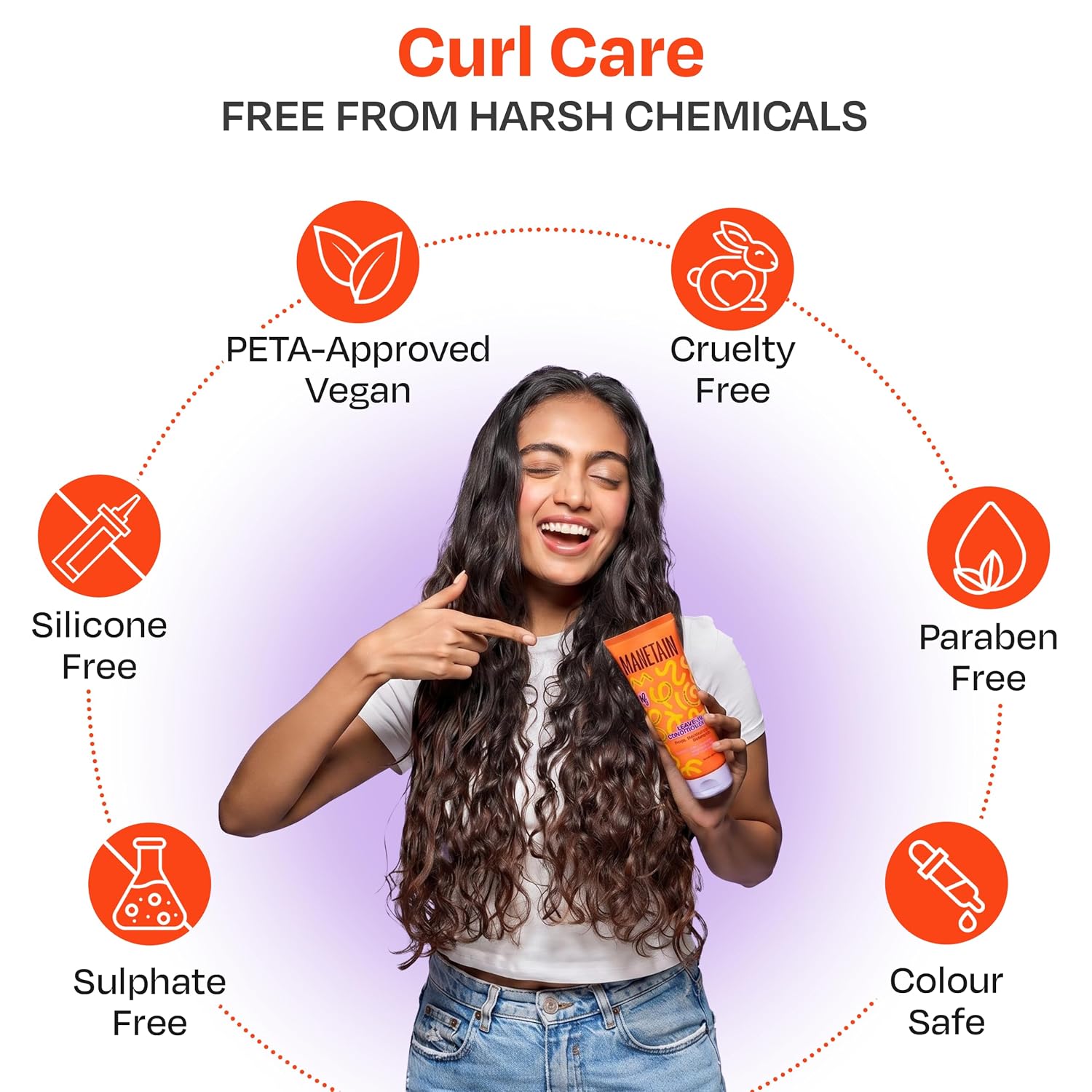 Manetain Leave In Conditioner 100ml for Curly Hair Women | Lightweight Curl Leave In Conditioner for Frizzy Hair | Moisturising, Detangling & Shine Enhancing | Silicone Free, Vegan Formula