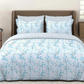 Layers Lumina Floret Cotton Bedsheet Set for All Seasons Lightweight 144 TC King Size Blue Ethnic
