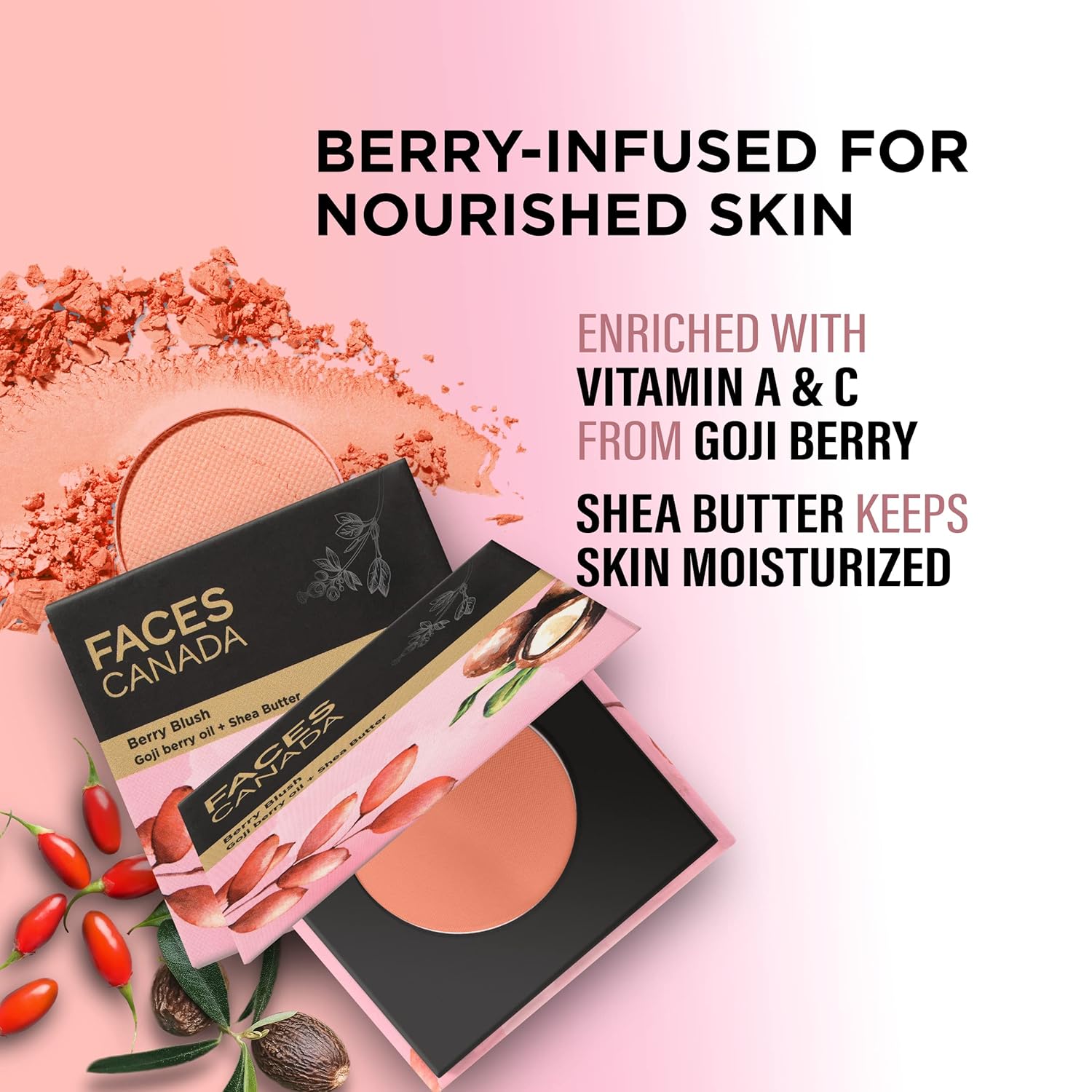 FACESCANADA Berry Blush - Hop To The Beach 01, 4g | Lightweight Long Lasting Ultra-Matte HD Finish | Silky Smooth Texture | Melts Effortlessly & Buildable | Absorbs Oil | Shea Butter | Vitamin A & C