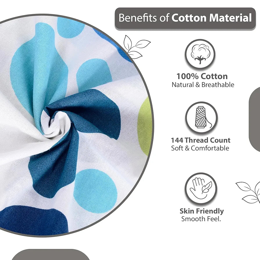 Divine Casa 100% Cotton Bedsheet for Single Bed 144 TC Bedsheet Single Size Bed Cotton with 1 Pillow Cover Colour Blue Lagoon