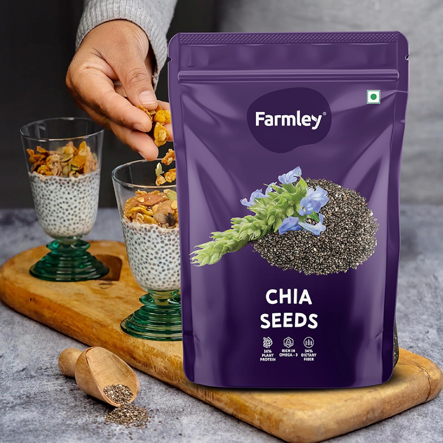 Farmley Chia Seeds 500g, Pack of 1 I Seeds for Eating | Seeds for Weight Management | Rich in Calcium, Protein & Fibre