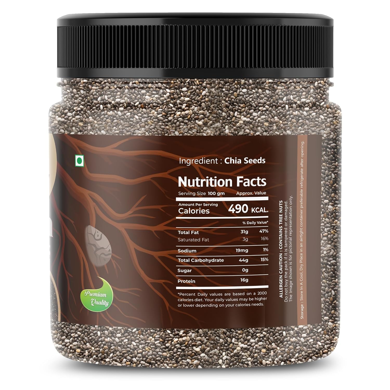 RR NUTS Chia Seeds 100gm | Seeds for Weight Management | Rich in Calcium, Protein & Fibre | Beat the Heat | 100% Clean Chia Seeds for Eating | Antioxidant Rich Seeds