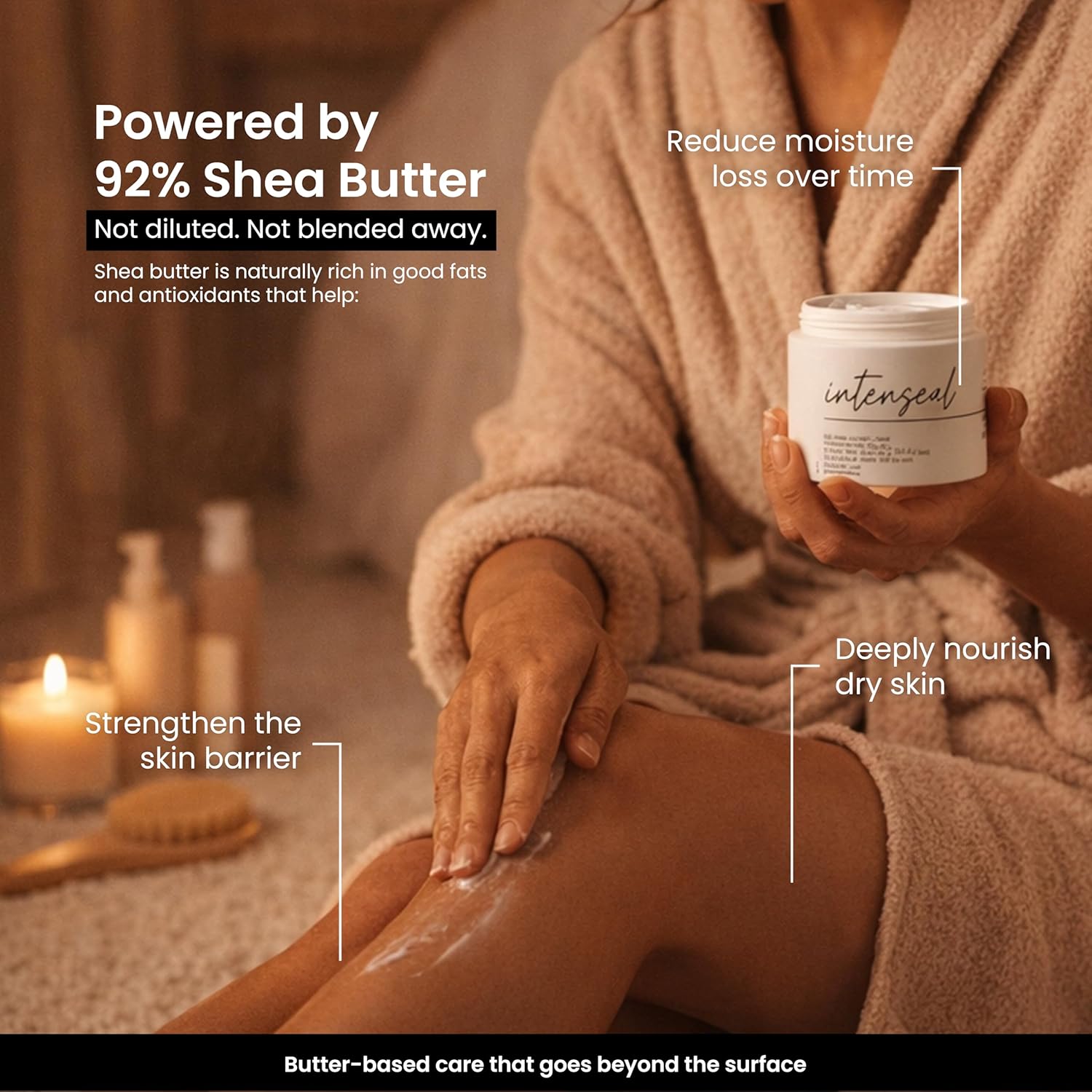 Personal Touch Intenseal Shea Butter Balm | 92% Pure Shea Butter | Deep Moisturizing Body Balm for Intense Dry & Very Dry Skin | With Almond Oil & Vitamin E | Non-Greasy | 50 ml