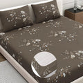 Dreamscape Microfibre Wrinkle & Fade Resistant Fitted Bedsheet for King Bed, 140TC, 1 Fitted Bed Sheet  with 2 Pillow Covers, Dk. Brown Earthy Wood