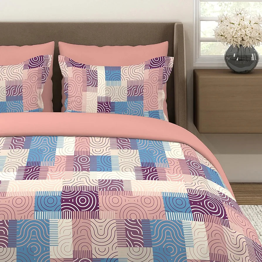 Layers Be Bold Cotton Bedsheet Set for All Seasons Lightweight 140 TC Queen Size Sheen Green Color