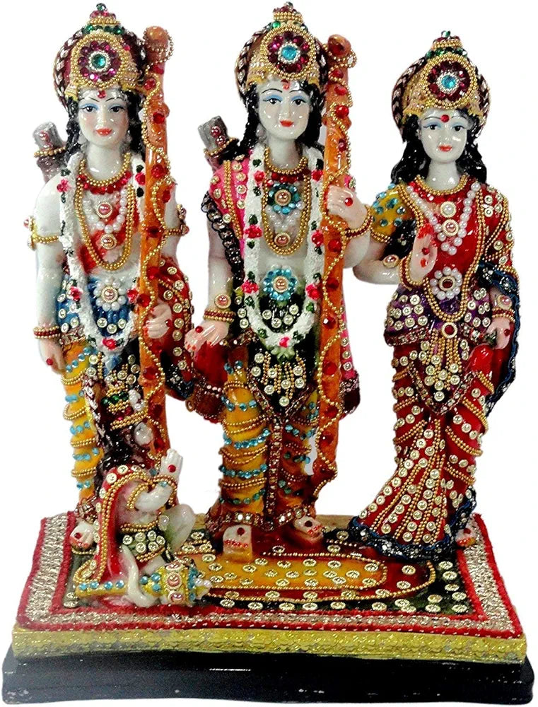 Alila Marble Ram Darbar Lord Rama Sita Laxman and Hanuman Idol God Statue