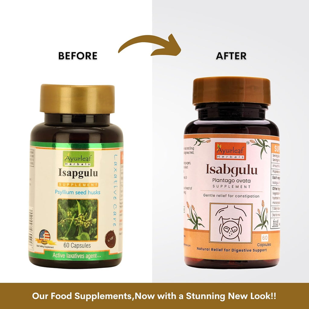 Ayurleaf Herbals Isapgulu Husk Capsules - 60 Caps Pack of 2