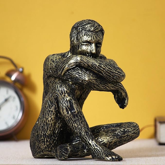Ecraftindia Man Sitting in Thinking Position Decorative Statue
