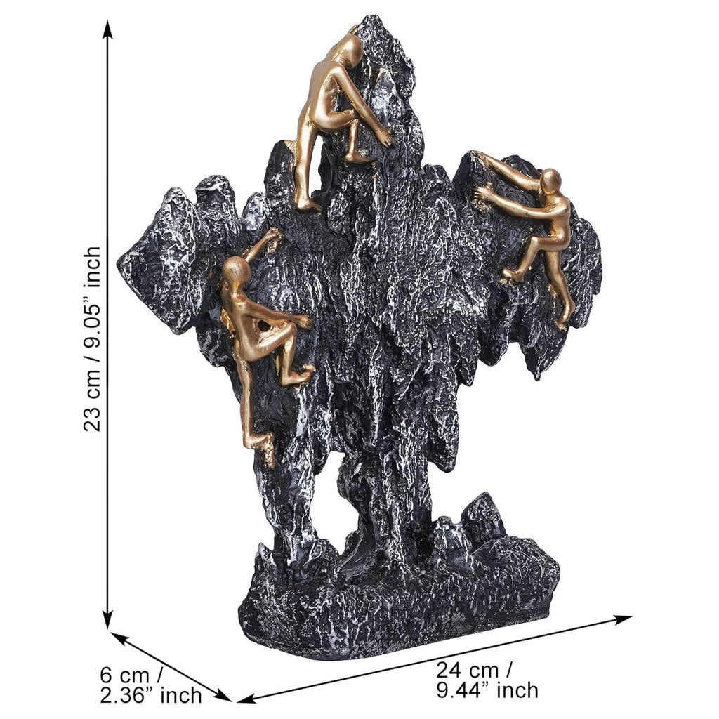 Ecraftindia 3 Men Climbing on Rock Mountain Climbers Human Figurine Showpiece