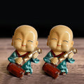 Tied Ribbons Set of 2 Decorative Monks Buddha Showpiece Decorations Items for Home