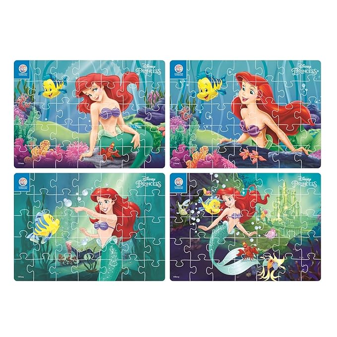 Ratna's 4 in 1 Disney Jigsaw Puzzle 140 Pieces for Kids | 4 Jigsaw Puzzles 35 Pieces Each | Mermaid Ariel