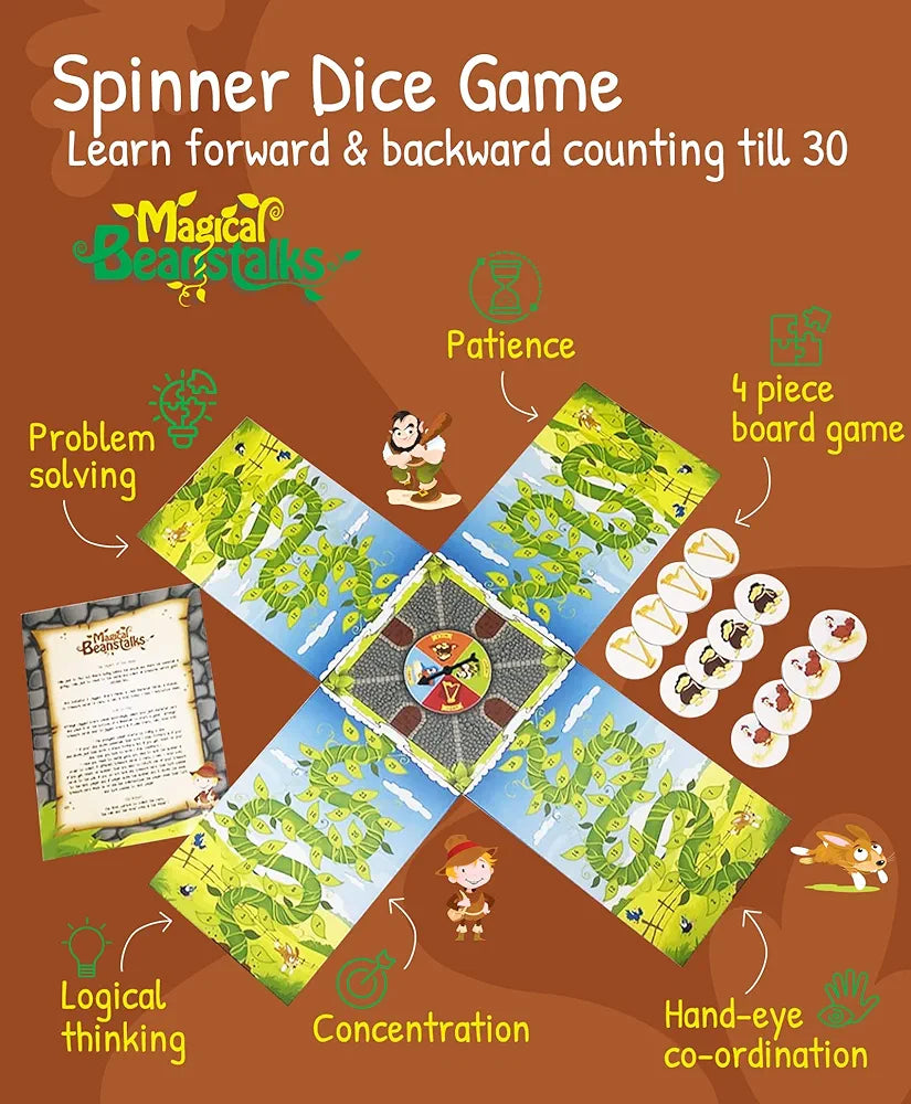 Playqid Mind Games for Kids 5+ Year Jack and The beanstalk Math Memory Board Games for Children Educational Toy