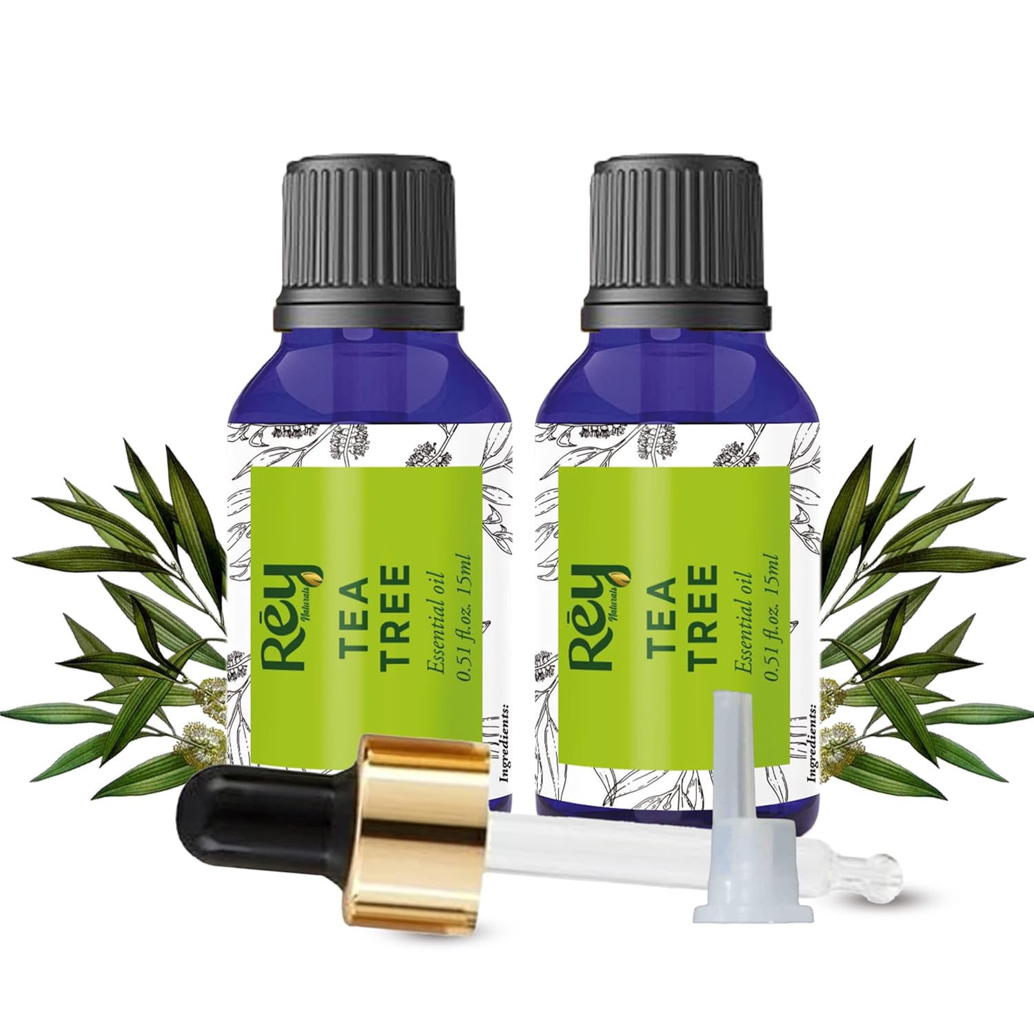 Rey Naturals Tea Tree Essential Oil Tea Tree Oil - 15 ml (Pack of 2)