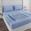Huesland by Ahmedabad Cotton 144 TC Cotton King Size Bedsheet with 2 Pillow Covers - Sky Blue
