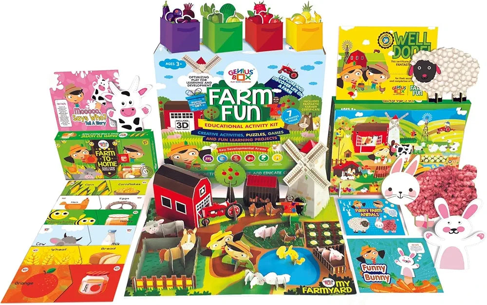 Genius Box Educational Toy for 3 Years and Up: Farm Fun DIY,Activity Kit, Learning Kit, Educational Kit, STEM Toy 14 Activity Kit
