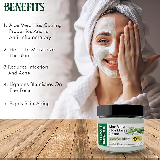 Luvyh Aloe Vera Face Massage Cream & Skin Moisturizer Cream - 100 gms