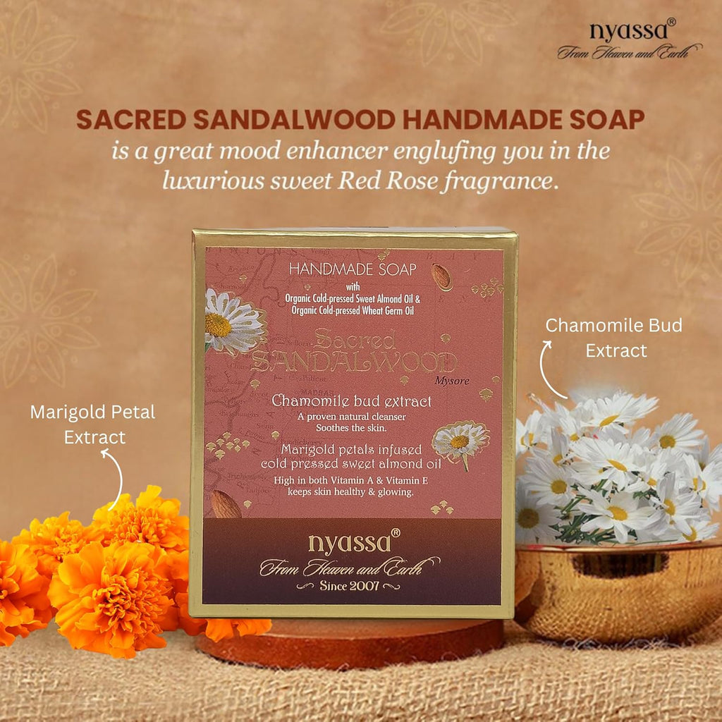 Nyassa Sacred Sandalwood Natural Bathing Handmade Soap - 150 Gms