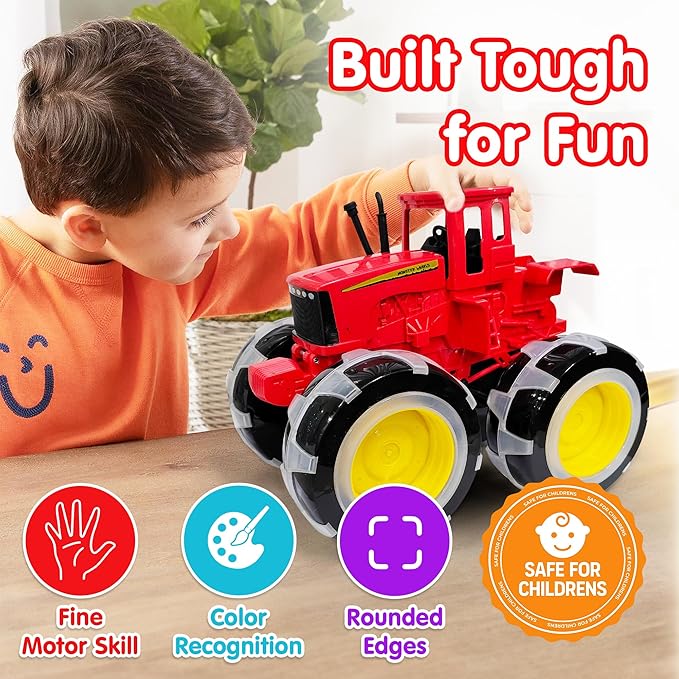 Kidology Monster Toy Tractor for Kids Friction Powered Red
