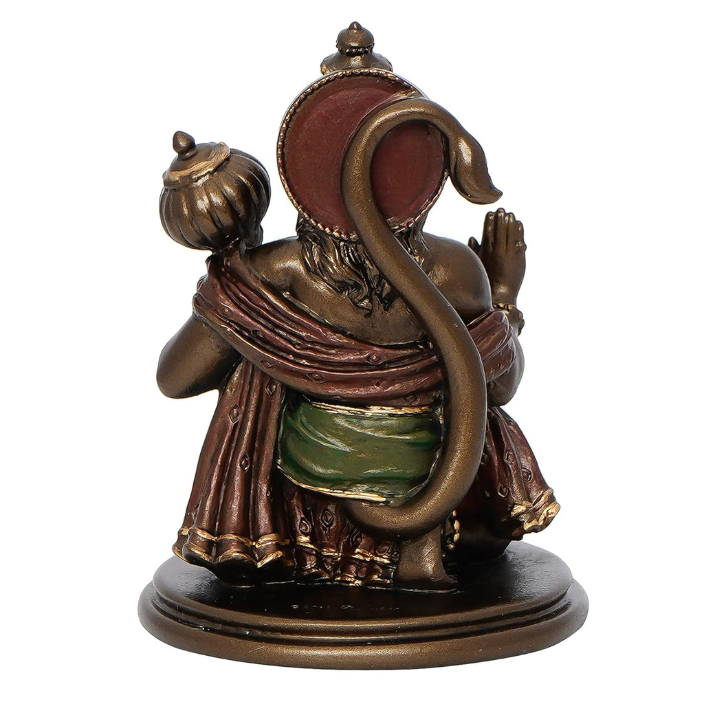 Ecraftindia Brown and Copper Resin Blessing Lord Hanuman Idol With Mace | Auspicious Religious God Idol