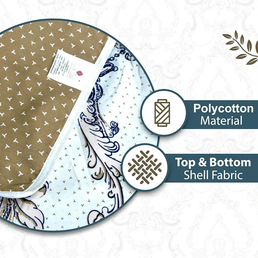 Divine Casa Glace Cotton 120 GSM, 120 TC Reversible Lightweight Printed AC Dohar Blanket for Single Bed Colour Beige & Brown