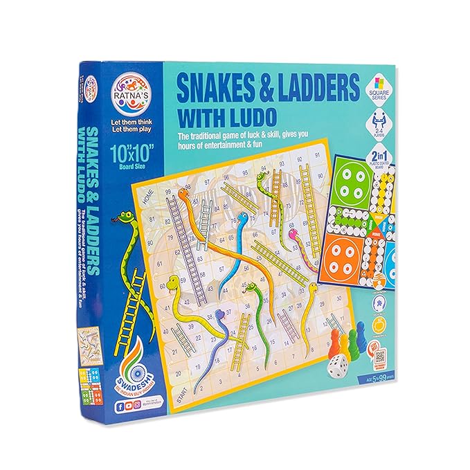 Ratna's Traditional Board Games for All Ages A Perfect Companion for Hours of Fun & Entertainment | Snakes & Ladders With Ludo