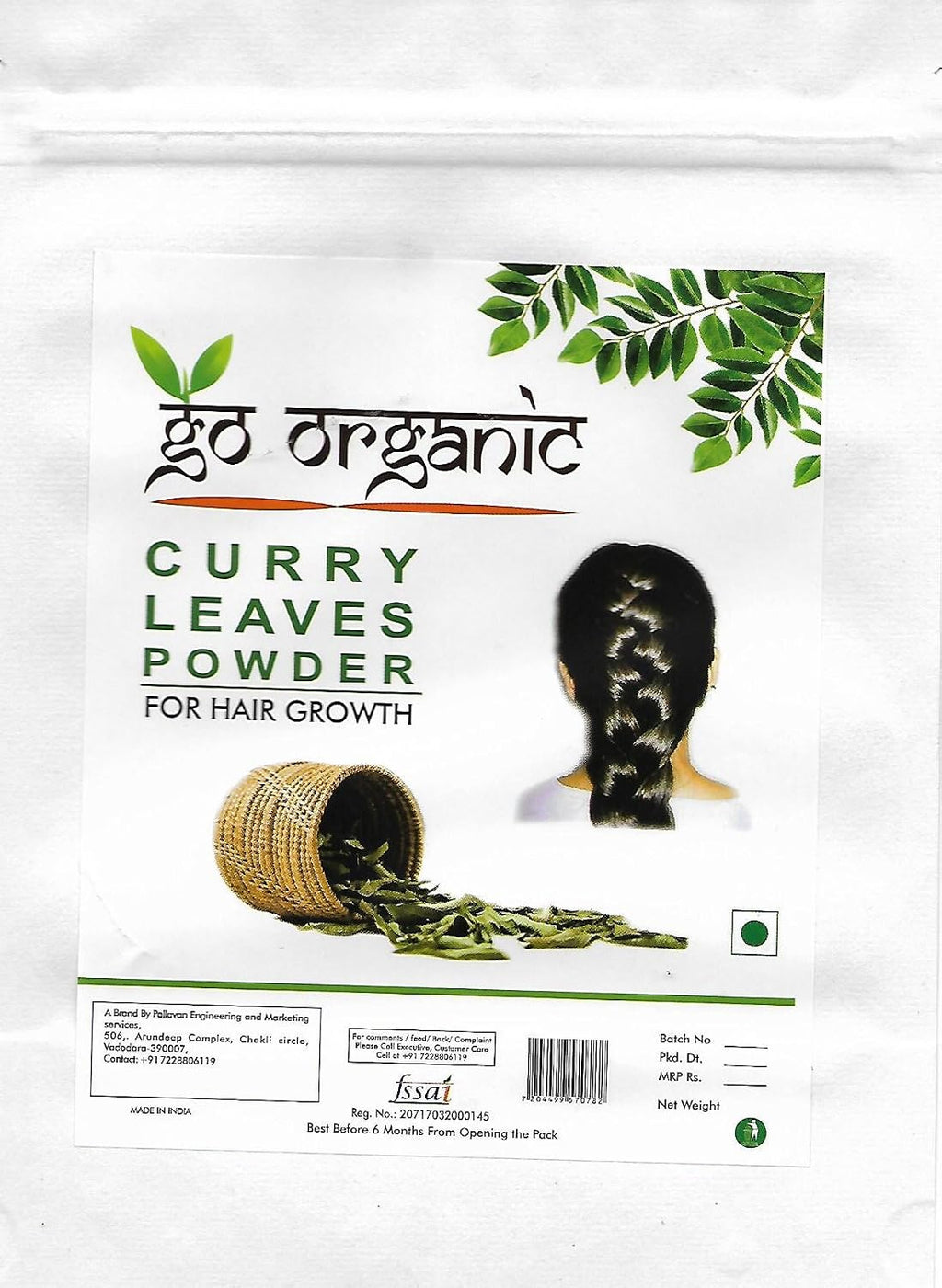 Go Organic Curry Leaves Powder for Grow Long, Strong And Shiny Hair ( 150 Grm )