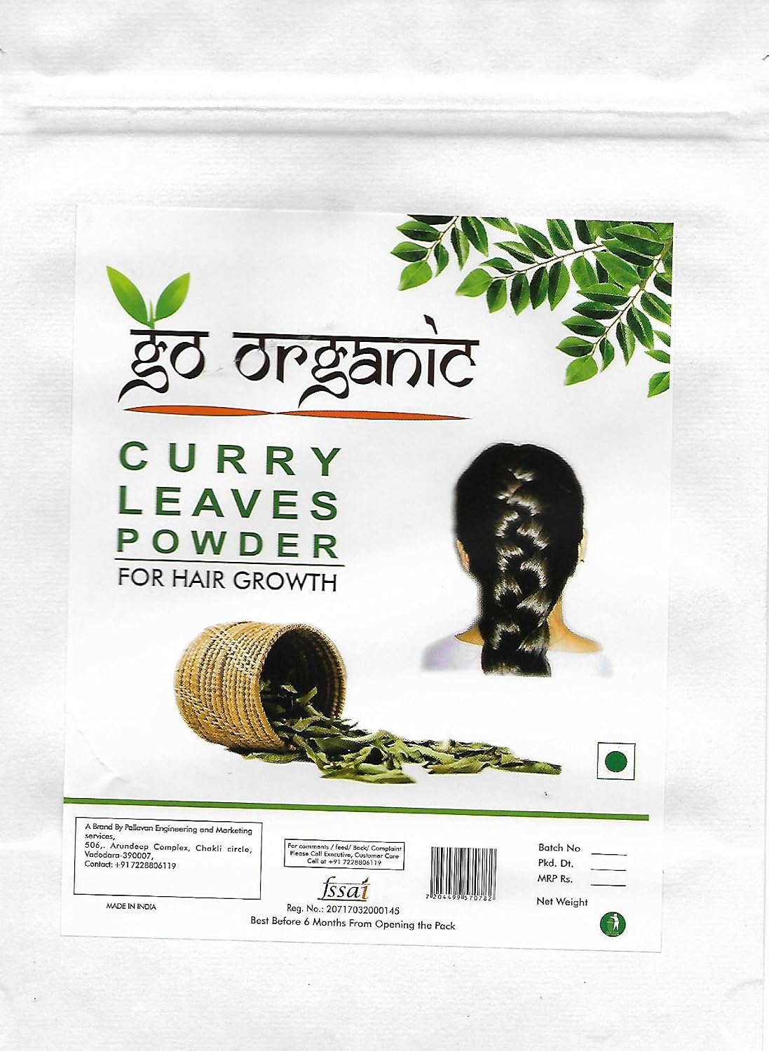 Go Organic Curry Leaves Powder for Grow Long, Strong And Shiny Hair ( 150 Grm )