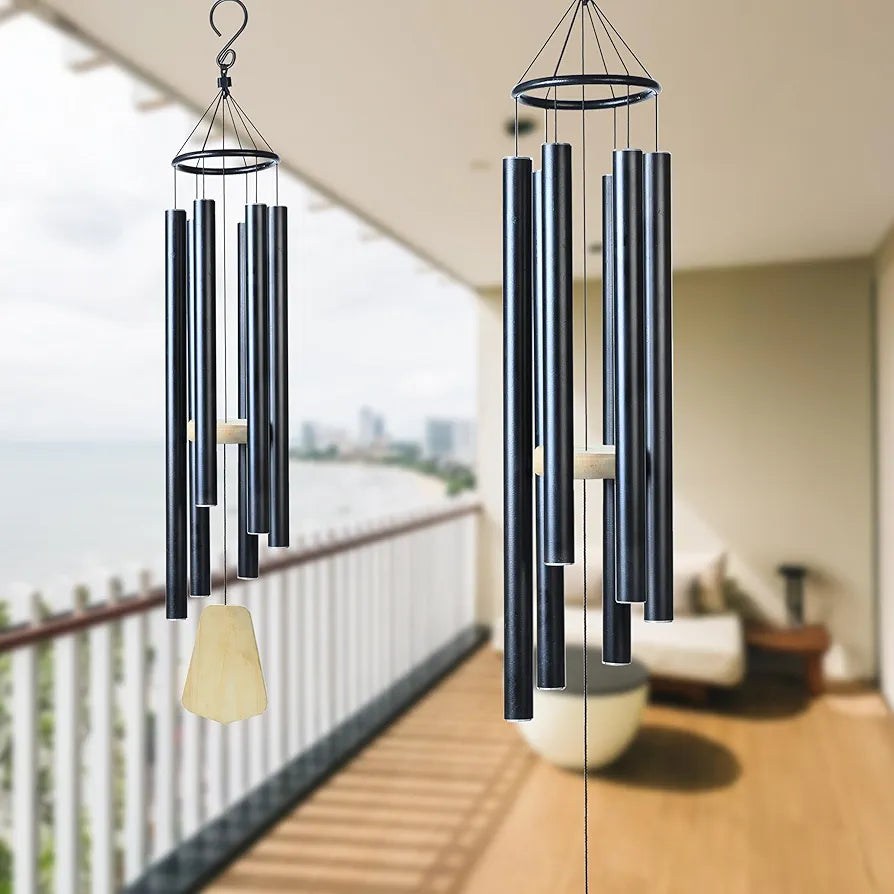 41-Inch Big Wind Chimes – Windchime for Balcony - 6-Pipe Black Design Wind Chime -031