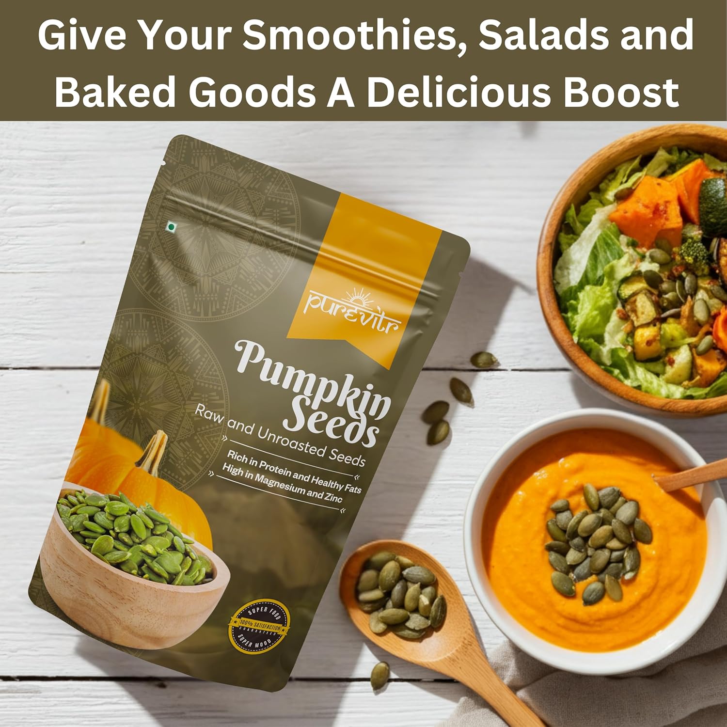 Purevitr Premium Pumpkin Seeds | 200g | Raw AAA Grade Seeds for Eating | Protein Rich Superfood | Immunity Booster, High in Fiber & Antioxidants | Healthy Snacks | No Preservatives (Pack of 1)