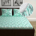 Divine Casa 144 TC 100% Cotton Floral Print Elastic Fitted Bedsheets Double Bed Ultrasoft Queen Size Elastic Fitted Bedsheets Colour Yucca