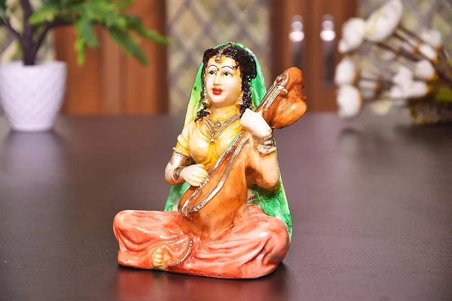 Mariner's Creation Rajasthani Couple Cultural Statue Material Resin and Marble Size-14X8.X16.5CM Red