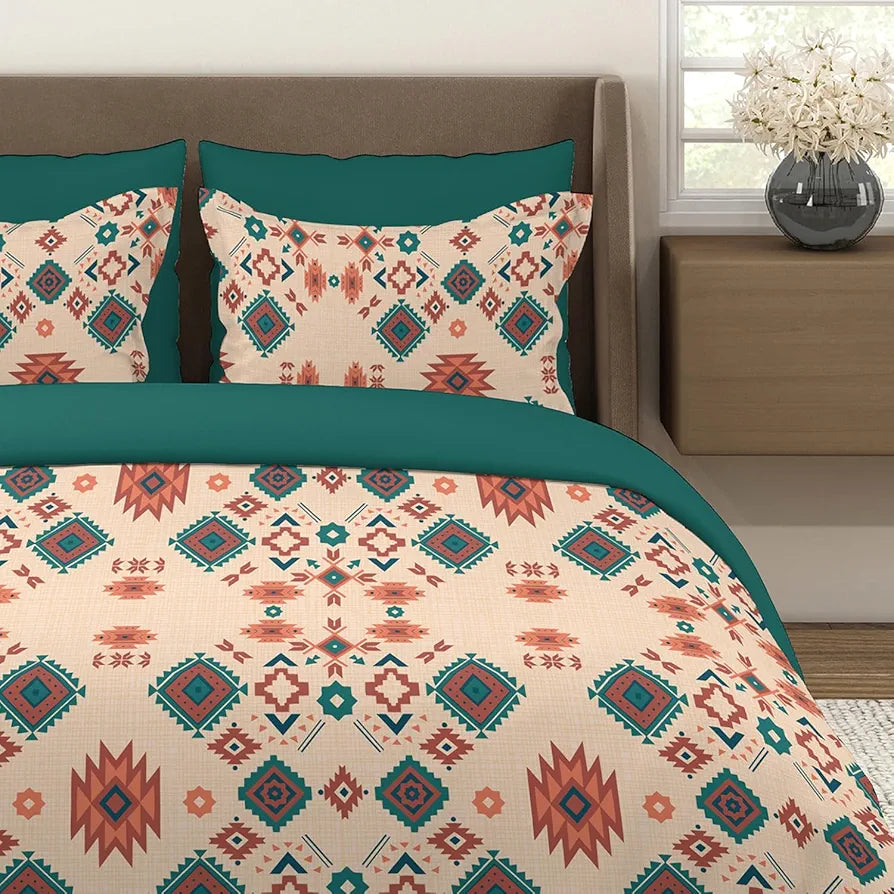 Layers Firenze Cotton Bedsheet Set for All Seasons Lightweight 140 TC Queen Size Dark Blue 1 Color