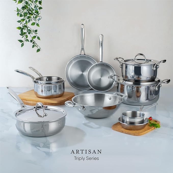 Stahl Artisan Triply Stainless Steel Fry Pan | Induction & Gas Stove Compatible | Omelette Pan | Egg Pan | 0.9 L | 18 Cm