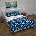 Divine Casa Micro Polyester Reversible Double Bed Queen Size Floral Printed Duvet Cover Colour Dark Blue and White