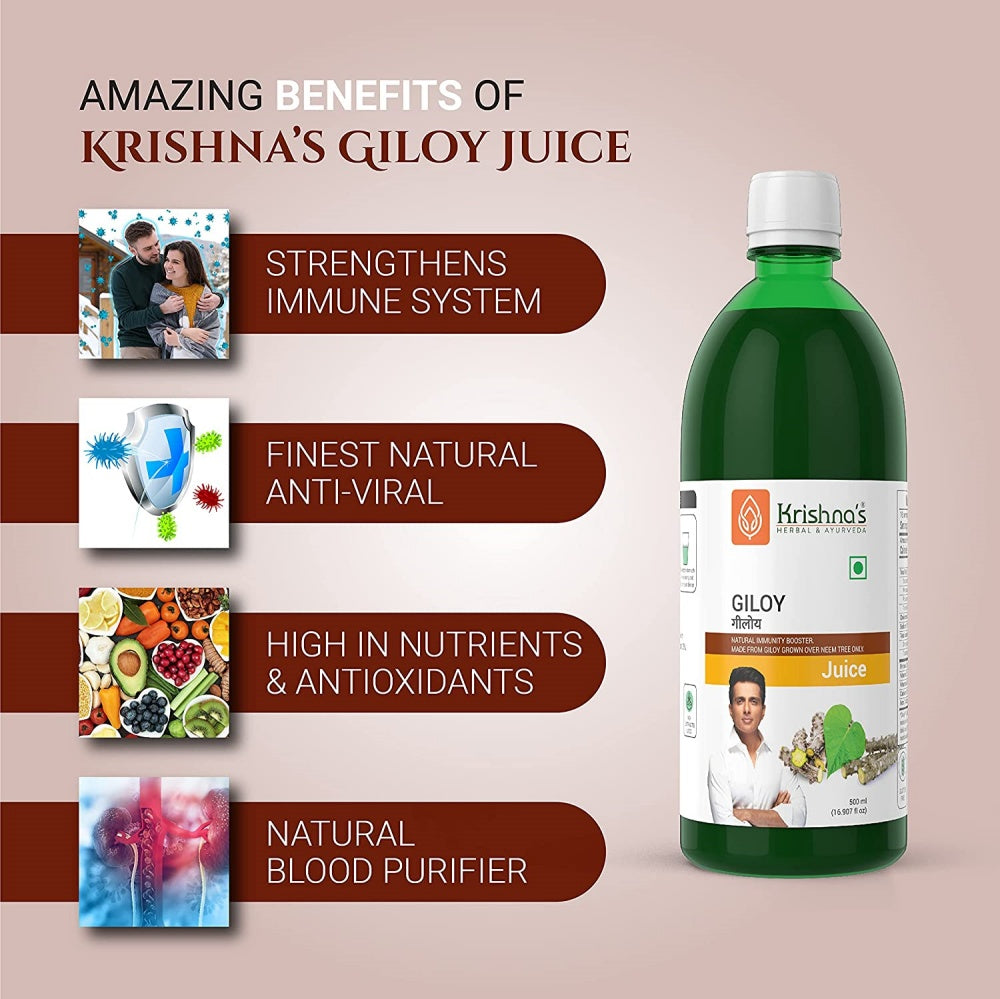 Krishna's Herbal & Ayurveda Giloy Juice / Geloy Swaras Immunity Booster - 500 ml