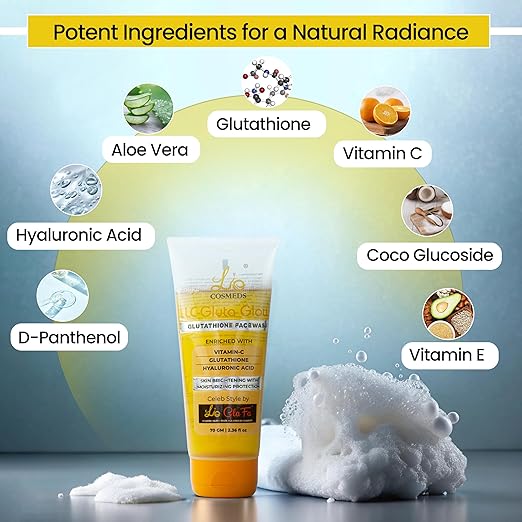 Lio Cosmeds Glutathione & Hyaluronic Acid Refreshing Face Wash with Vitamin C - 70 gms