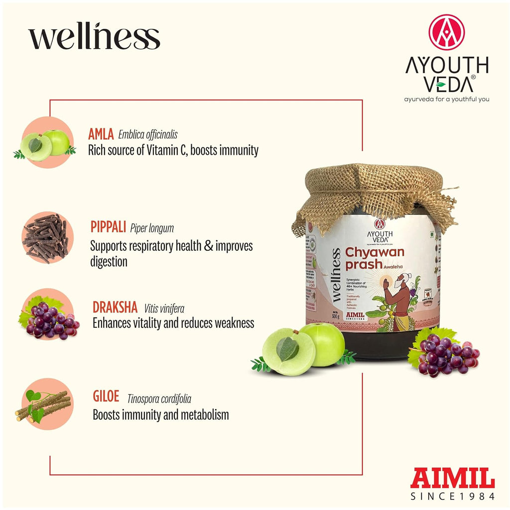 Ayouthveda Aimil Chyawanprash 500g | Helps build Strength and Stamina | With 40+ Ayurvedic Herbs | Helps Build Strength & Stamina | Builds Overall Health | Ayurvedic Health Supplement