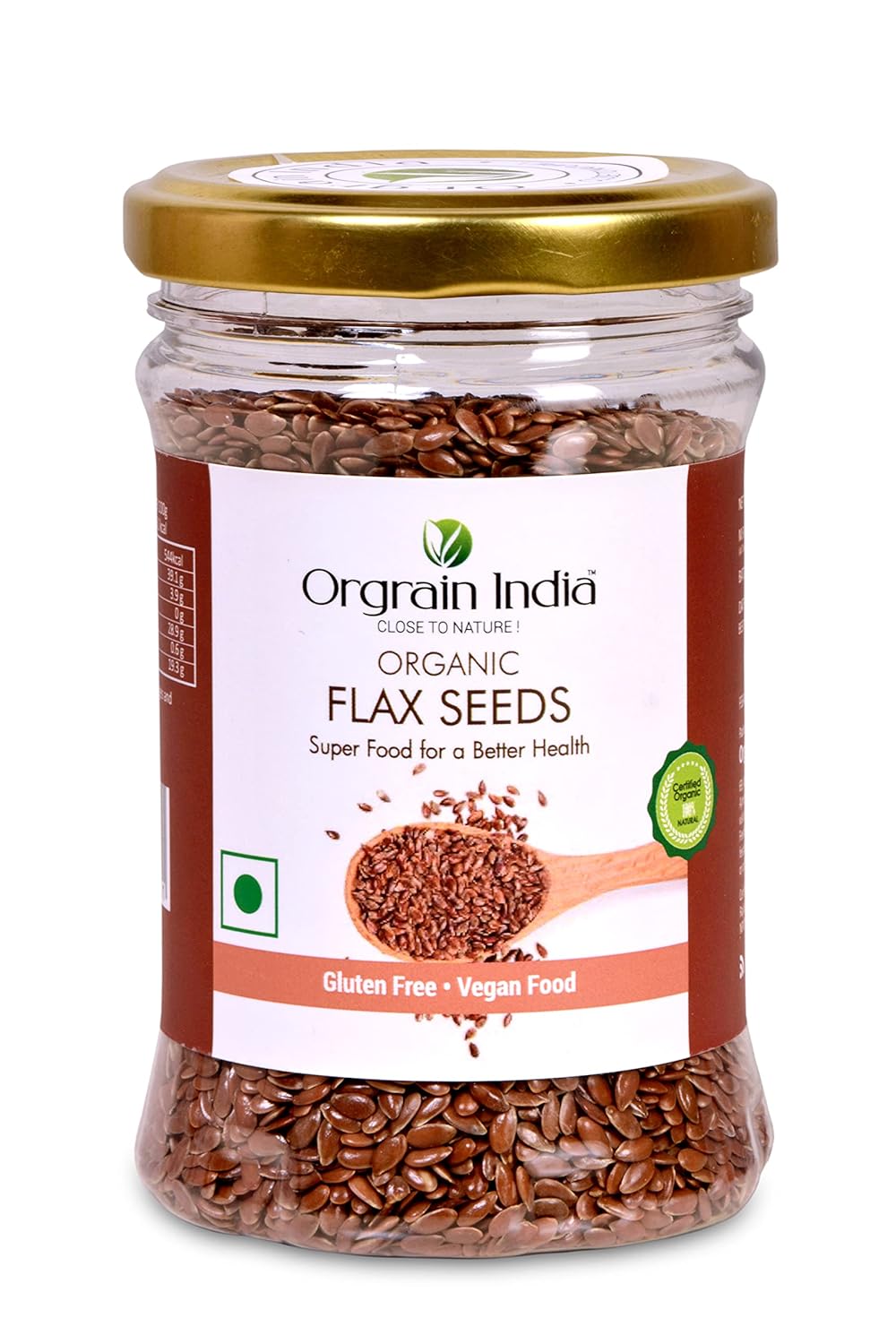 Orgrain India Organic Flax Seeds 150g | Rich in Omega-3, Fiber, Vitamin B1, Copper, Manganese | Supports Weight Loss, Heart Health, Digestion | Ideal for Smoothies, Salads, Baking, Oatmeal