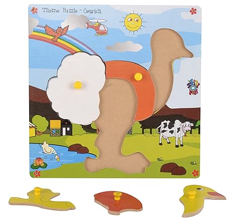 Skillofun Wooden Theme Puzzle Standard Ostrich Knobs Multi Color
