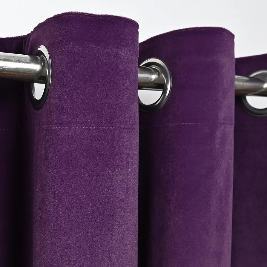 Divine Casa Elegant 7 Feet Velvet Blackout Door Curtain Luxurious Thermal Insulation Room Darkening & Noise Reducing Premium Opaque Single Panel Colour Plum (Pack of 1)