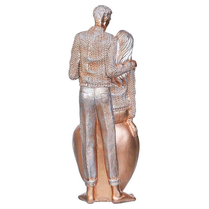 Ecraftindia Golden Polyresin Romantic Couple Statue Human Figurine Decorative Showpiece