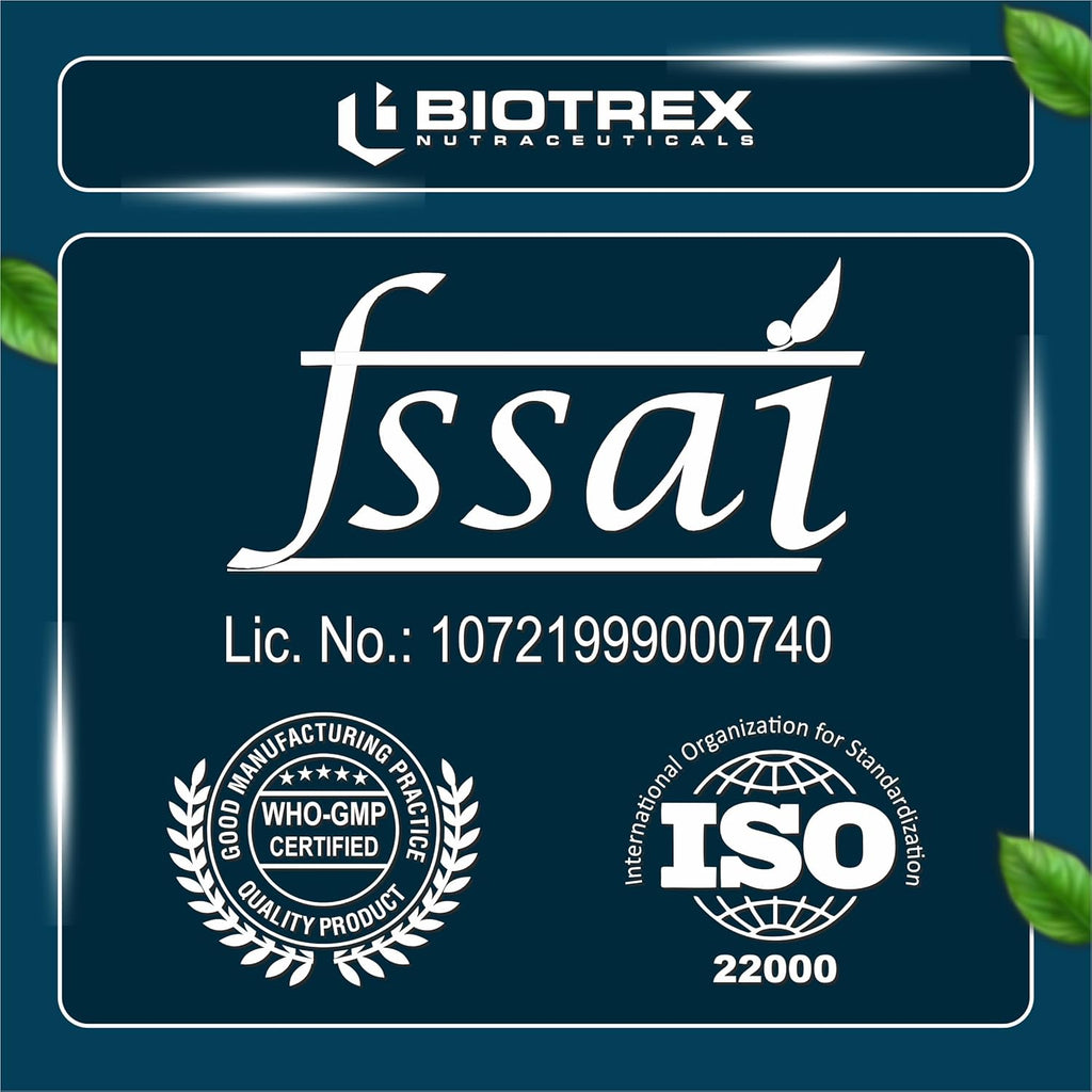 Biotrex Nutraceuticals Inositol and Choline With Vitamin B Complex (B1, B2, B3, B5, B6, B7, B9 & B12) | High Purity Nutrients | Brain & Nerve Function | Better Motor Signal | Lab Tested | 60 Veg Capsules