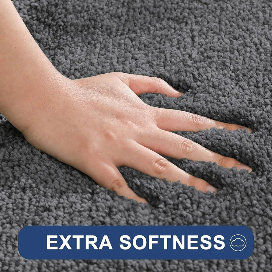 Luxe Home International Microfibre Rectangular Bath Mat Super Soft Anti Skid Newman Mats For Bathroom Colour Grey