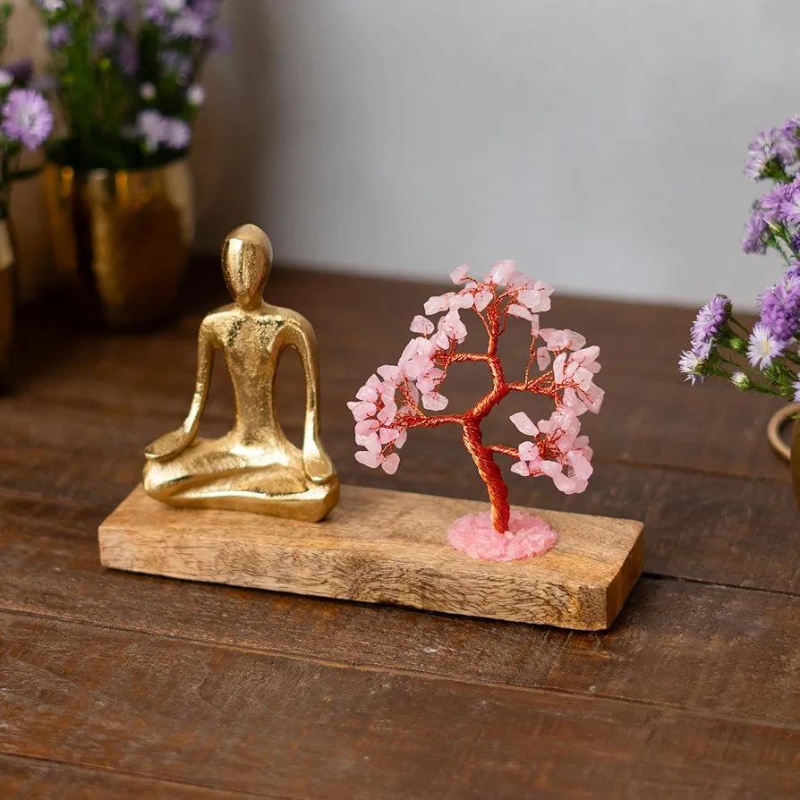 Ritualistic Nirvana Rose Quartz Crystal Tree Handcrafted Bonsai