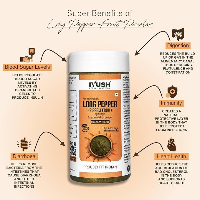 Iyush Herbal Ayurveda Long Pepper Pippali Powder - 100 gms