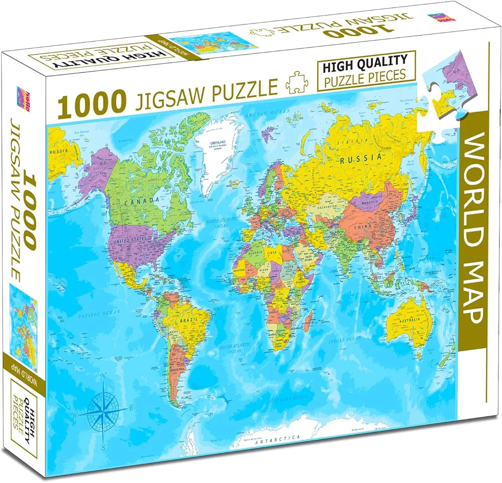 Hello Friend World Map Jigsaw Puzzles 1000-Piece for Kids and Childrens Educational Challeging World Map