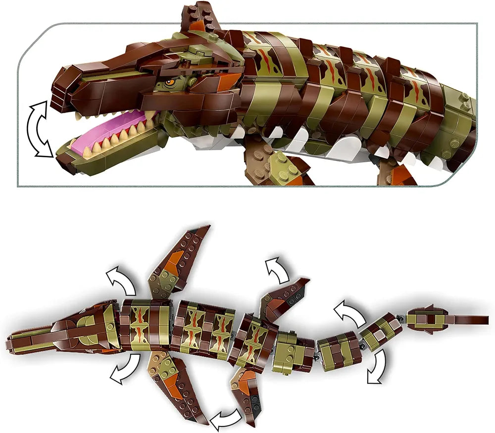 Lego Jurassic World Brick-Built Mosasaurus Boat Mission Toy Dinosaur Set 76974 Building Blocks Toys for 9+ Gift for Boys and Girls