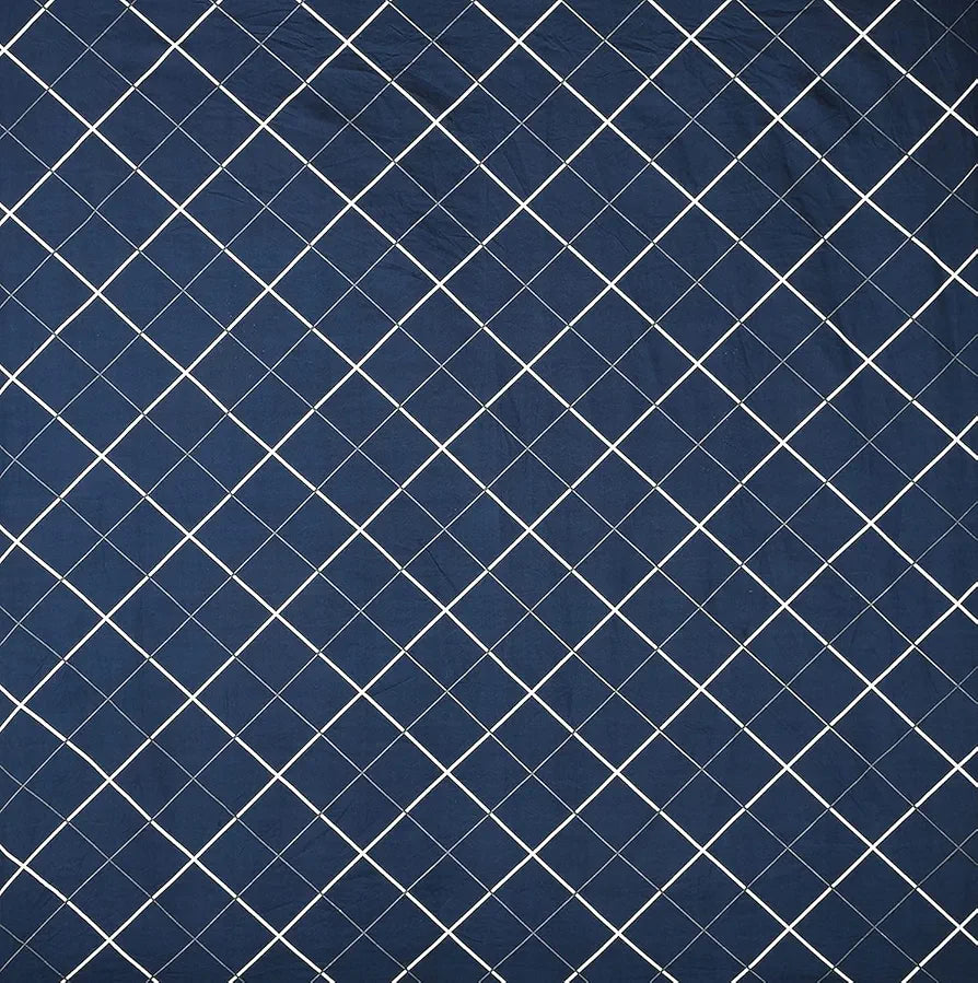 The Home Style Cotton Feel Glace Cotton Elastic Fitted Printed Queen Size Double Bed Bedsheet With 2 Pillow Cover,300 TC Navy Blue
